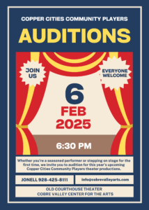 Auditions poster for Copper Cities Communities Players